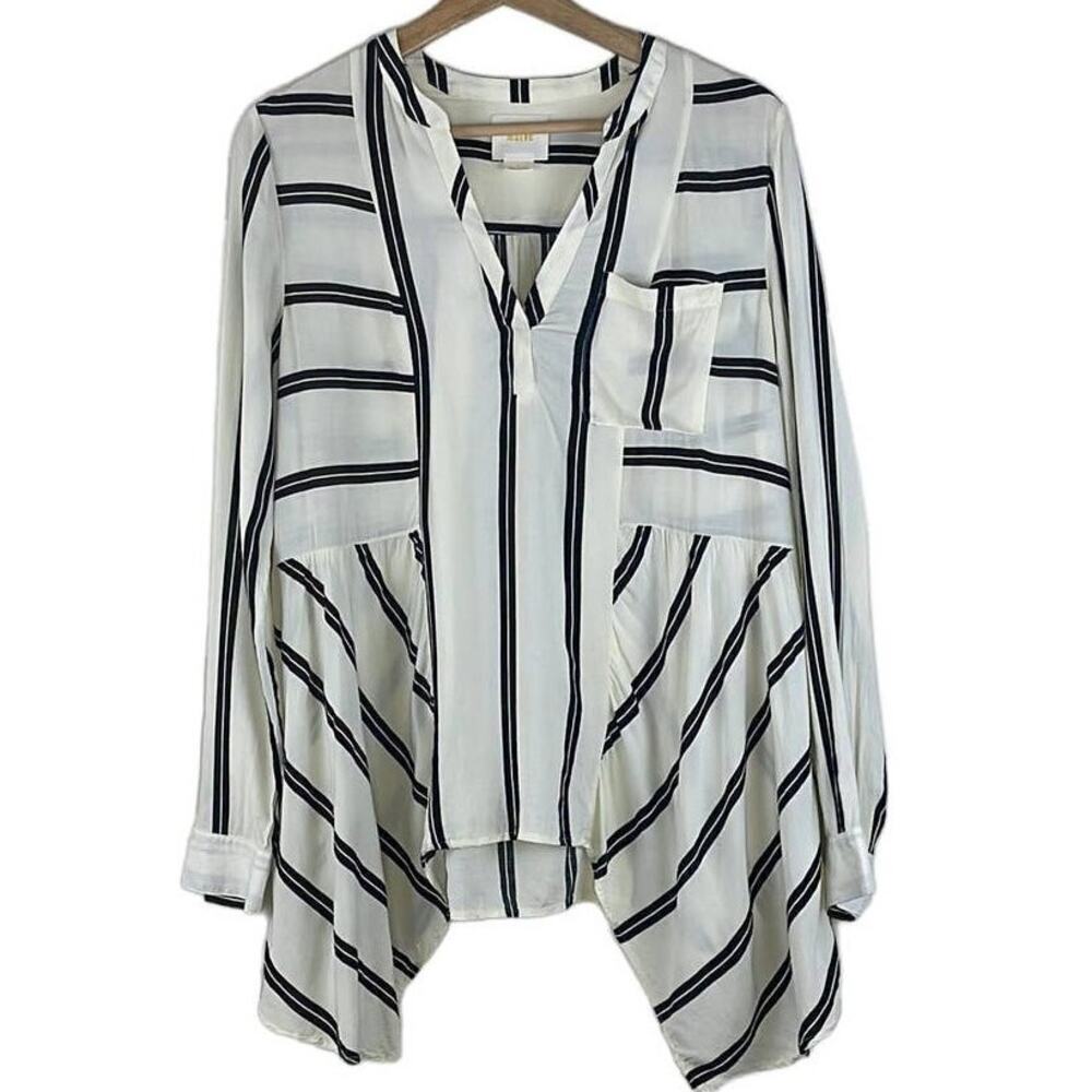 MAEVE BY ANTHROPOLOGIE LAINEY HENLEY STRIPED TUNIC TOP SIZE‎ 4